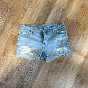 American Eagle Outfitters Light Blue Distressed Jean Shorts